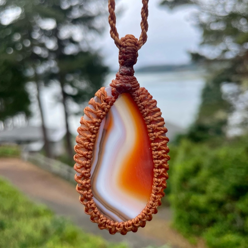Euc Botswana Agate Adjustable Macrame Necklace - image 4